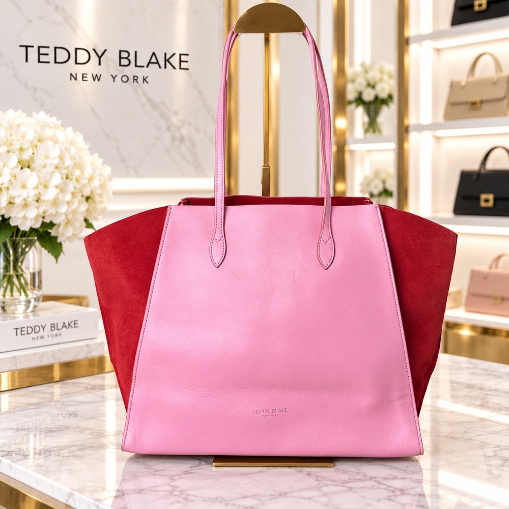 Teddy Blake Gemma Leather Suede Tote Bag Pink Red Limited Edition